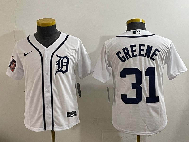 Youth 2025 Detroit Tigers #31 Greene White Game Nike MLB Jersey style 3